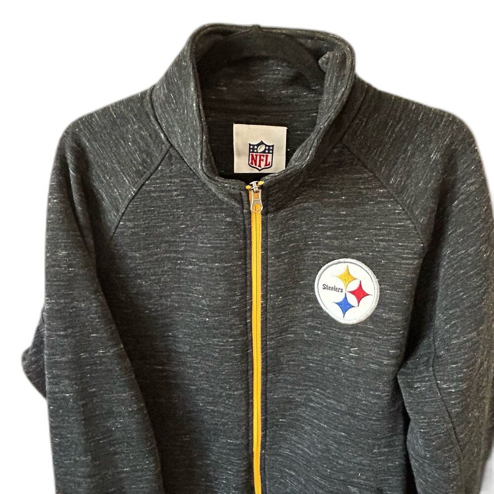 NFL Jacket Men’s Size Large Color Gray Pittsburgh Steelers Full Zip Sweater - Picture 2 of 9